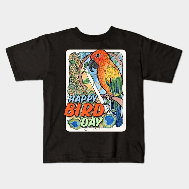 Happy Bird Day! Kids T-Shirt by CrysOdenkirk